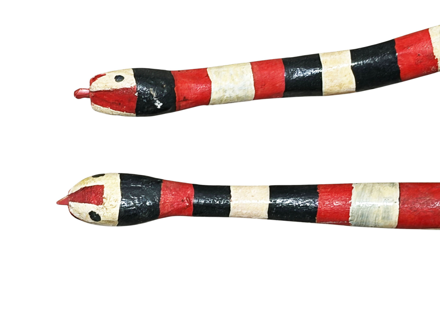 #1258 Vintage Tribal Naturalistic Carved Set of Two Snakes 27" W