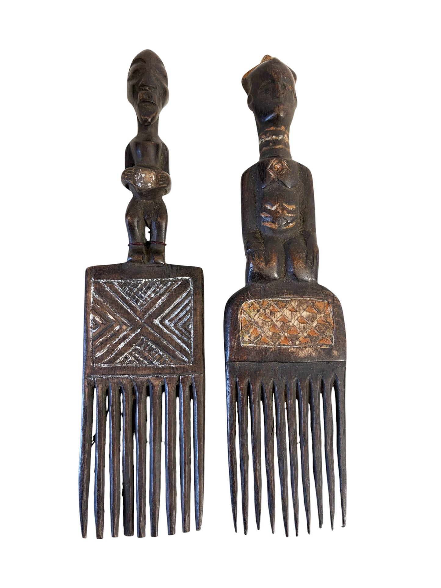 vintage Hemba Wedding Combs w/ Couple Figures Congo S/2 10" H