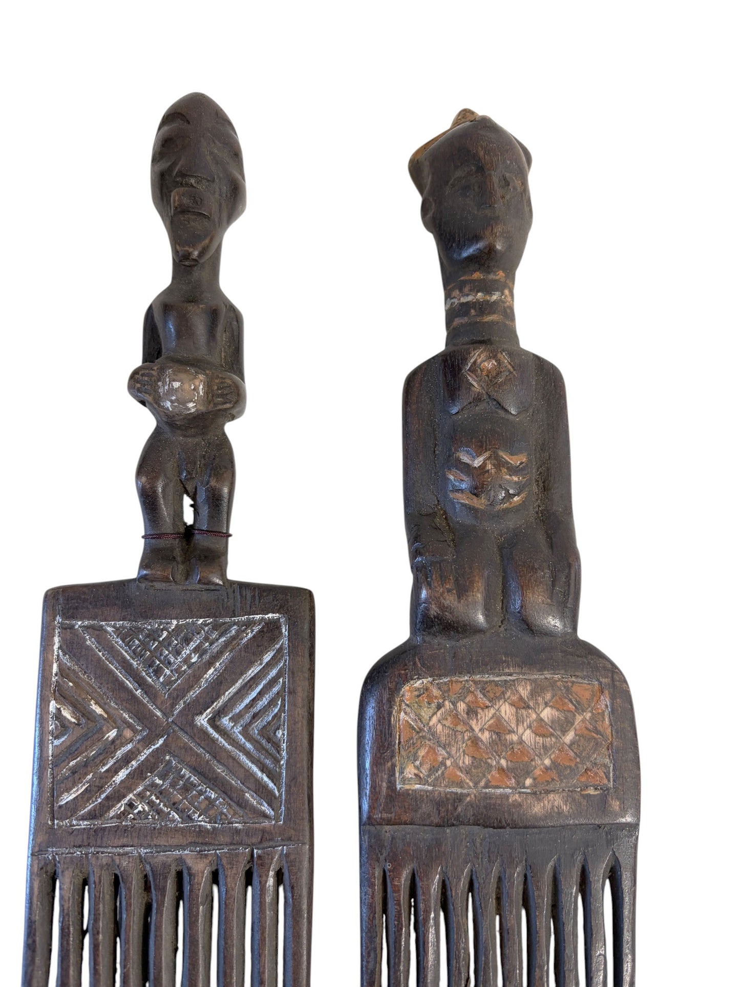 vintage Hemba Wedding Combs w/ Couple Figures Congo S/2 10" H