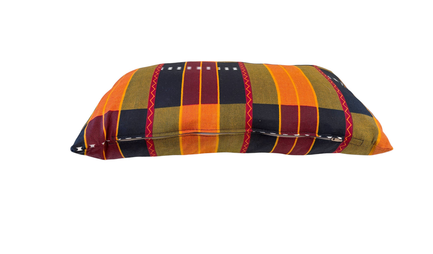 #101 African kente Cloth Throw Lumbar Pillow  18" W