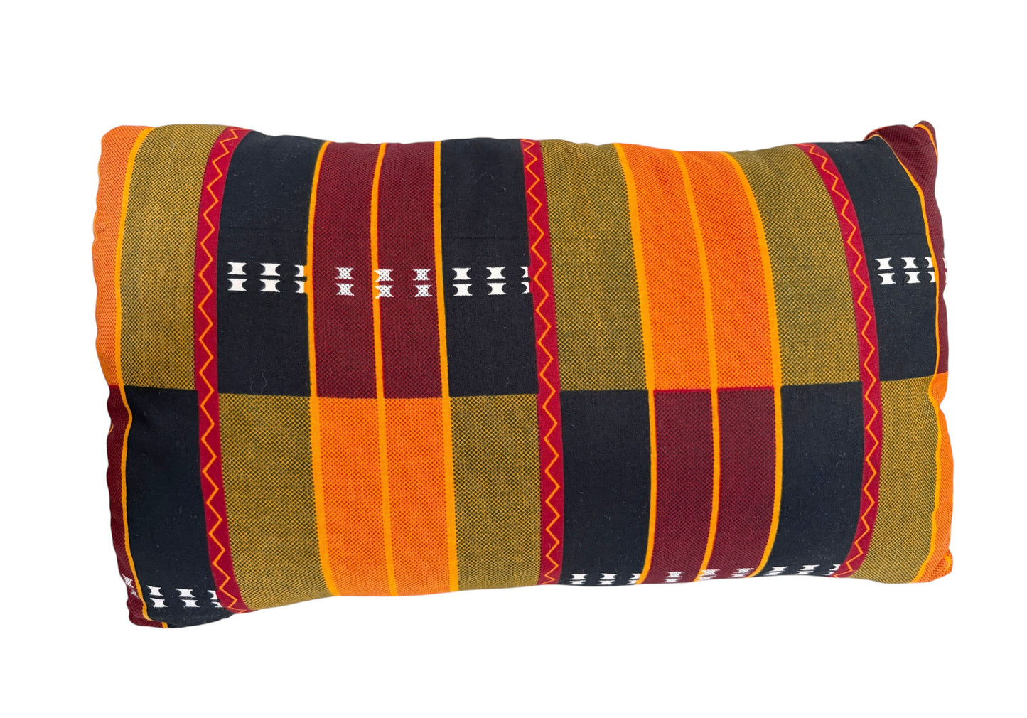 #102 African kente Cloth Throw Lumbar Pillow  17" W