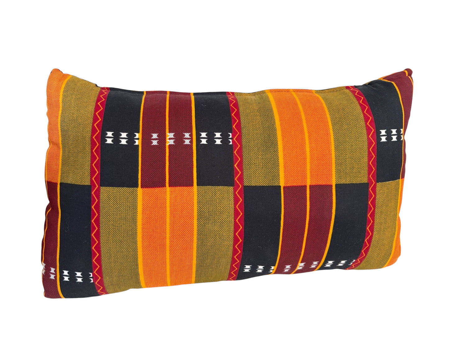 #102 African kente Cloth Throw Lumbar Pillow  17" W