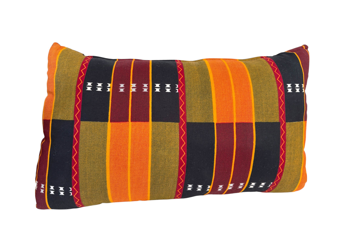 #102 African kente Cloth Throw Lumbar Pillow  17" W
