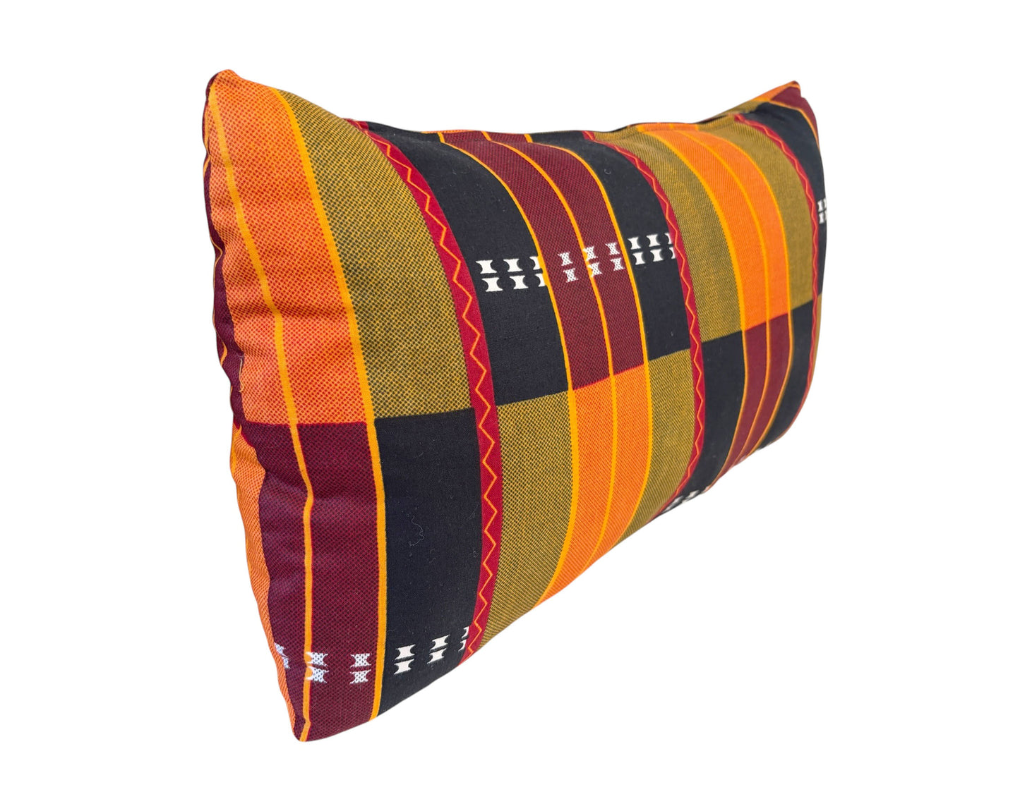 #102 African kente Cloth Throw Lumbar Pillow  17" W