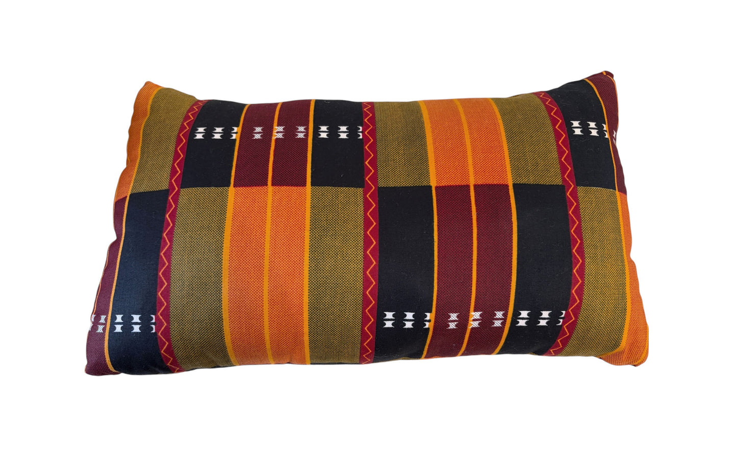 #102 African kente Cloth Throw Lumbar Pillow  17" W