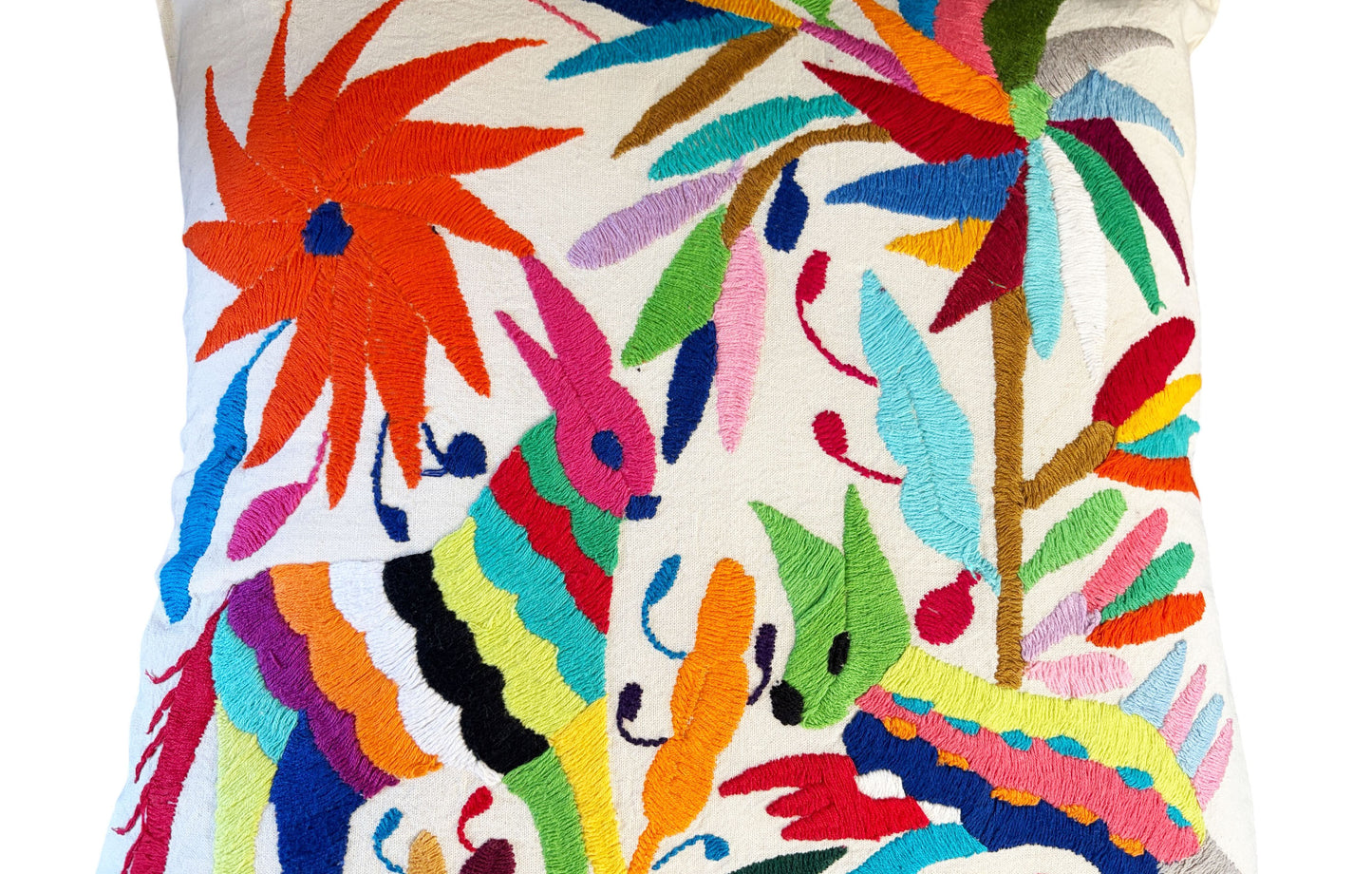 #104 Mexican Otomi embroidery textile pillow  16" w