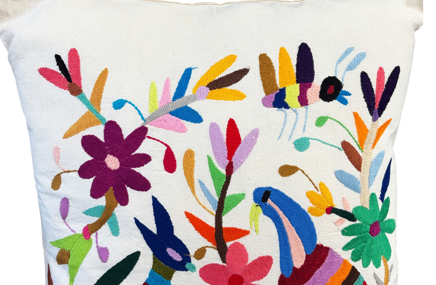 #105 Mexican Otomi embroidery textile pillow  16" w