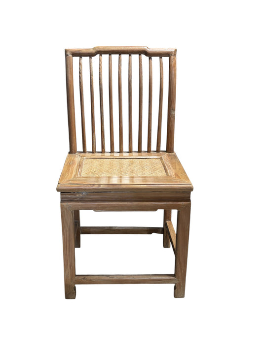 #6733 Antique Carved Elm Wood Chinese Chair 36.5" H