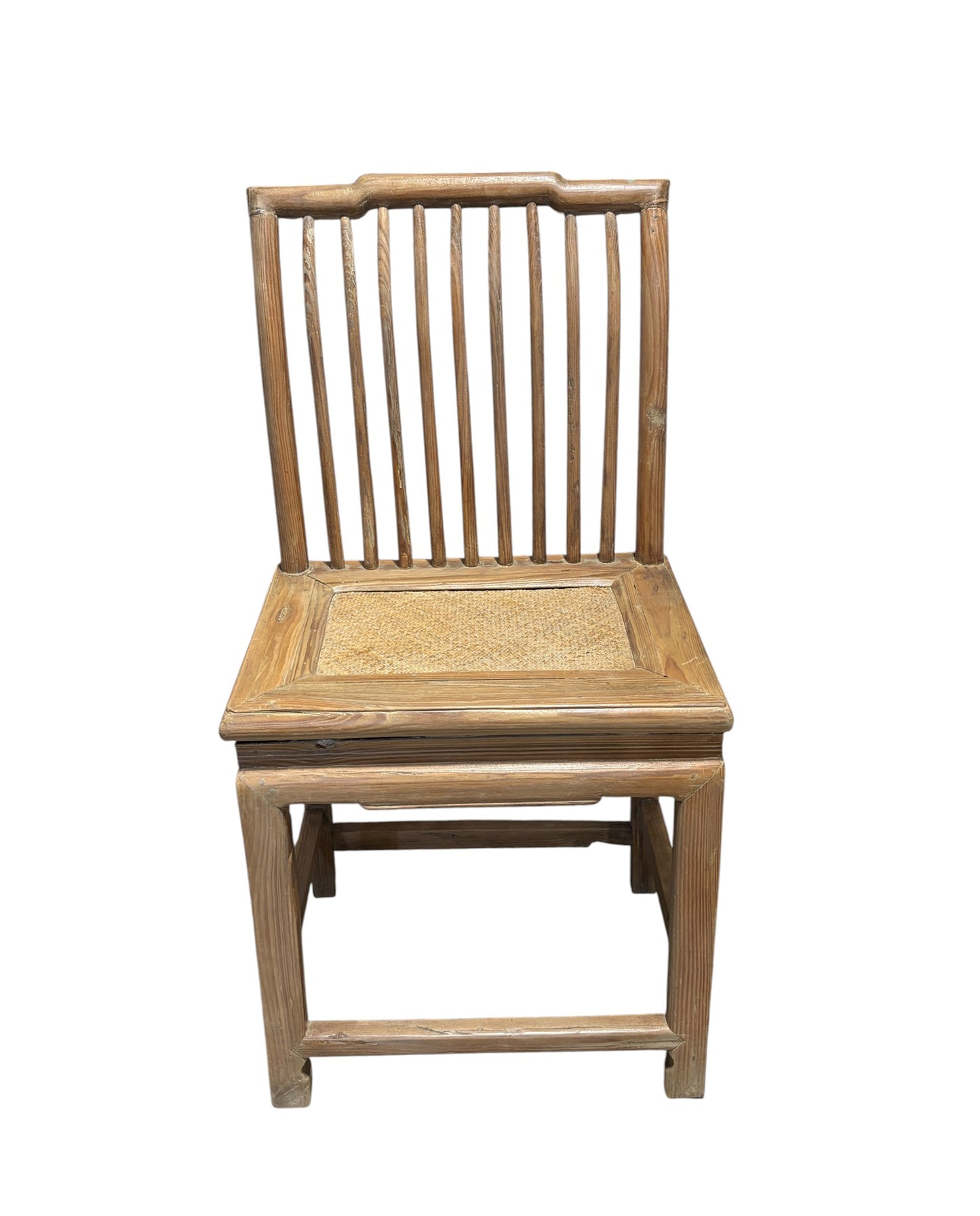 #6733 Antique Carved Elm Wood Chinese Chair 36.5" H