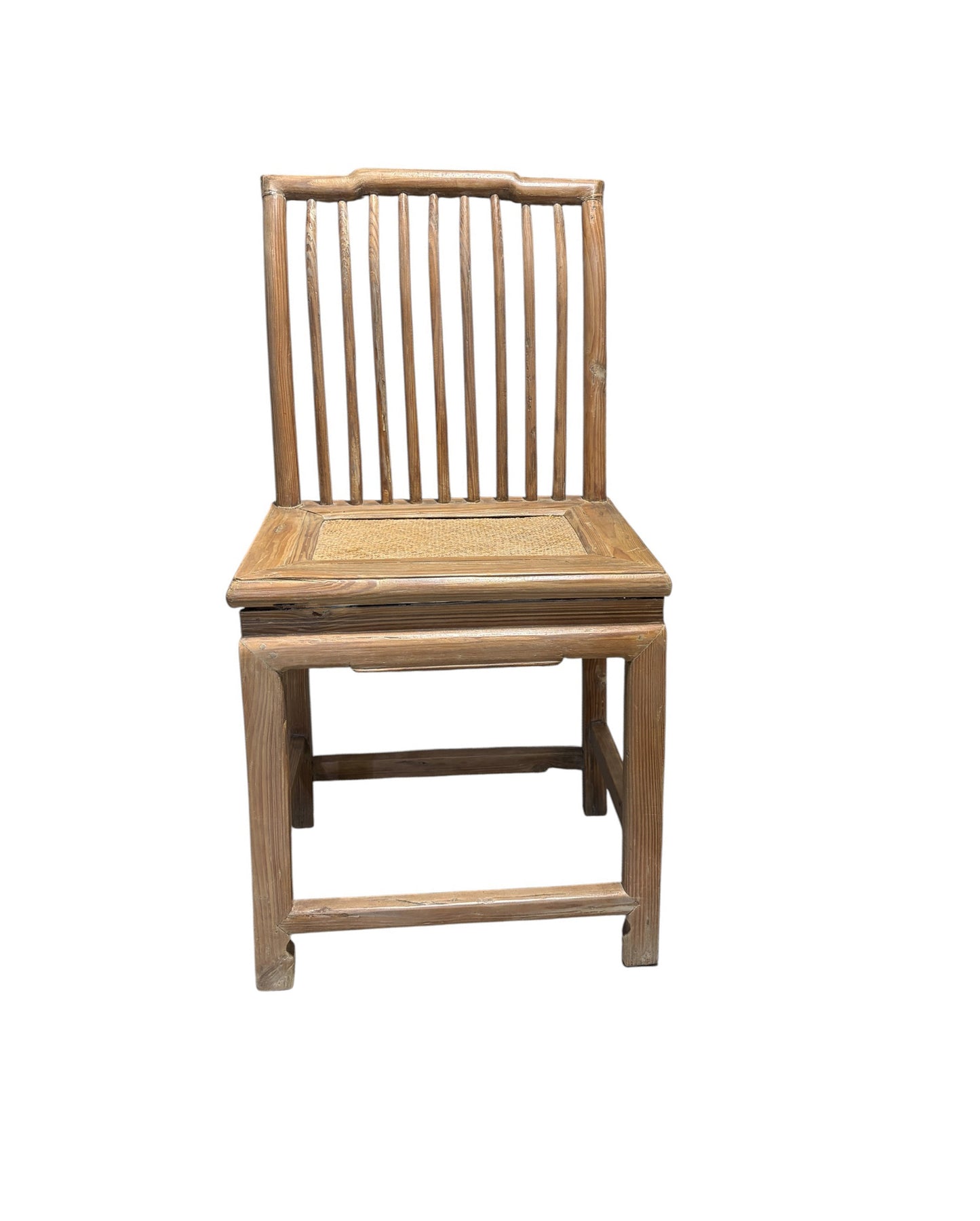 #6733 Antique Carved Elm Wood Chinese Chair 36.5" H