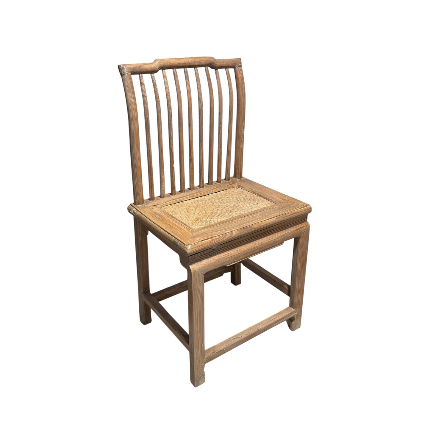 #6733 Antique Carved Elm Wood Chinese Chair 36.5" H