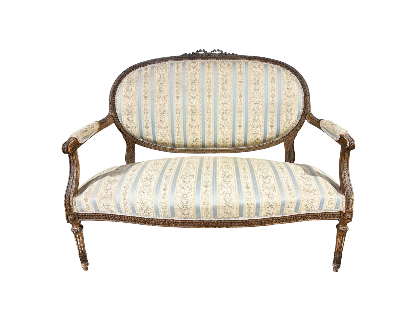 #3476B 19th Century French Louis XVI Walnut Settee /Canape