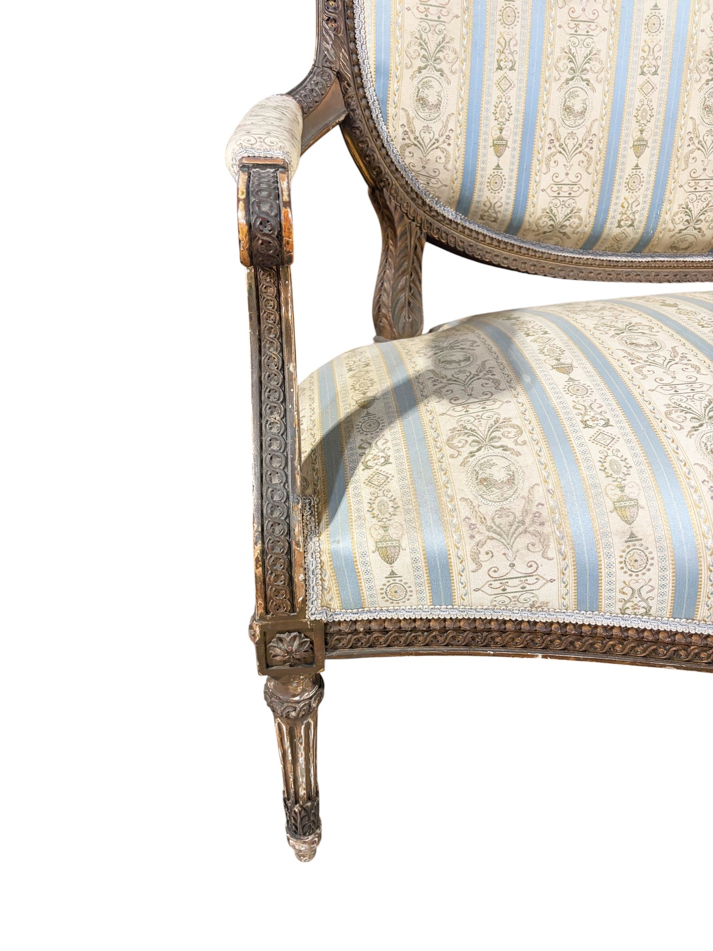 #3476B 19th Century French Louis XVI Walnut Settee /Canape