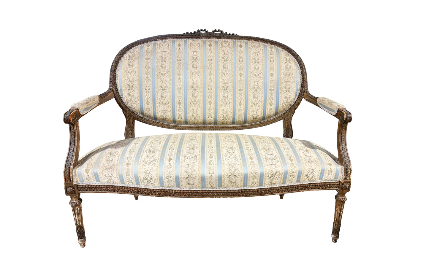 #3476B 19th Century French Louis XVI Walnut Settee /Canape