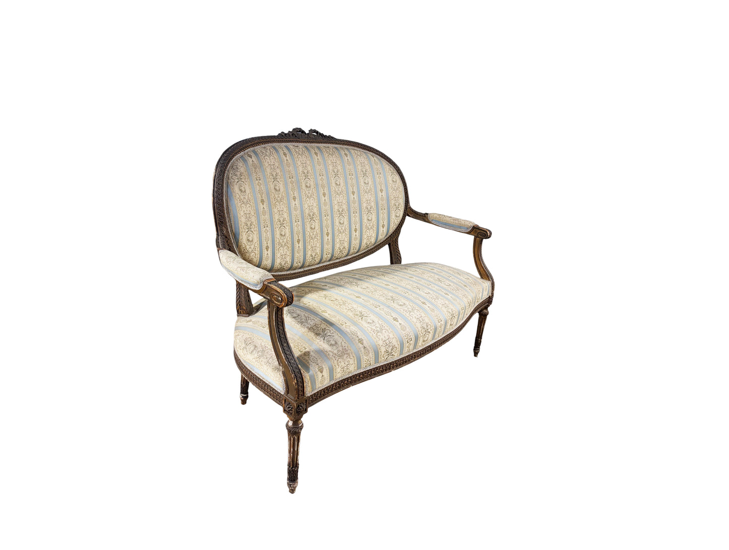 #3476B 19th Century French Louis XVI Walnut Settee /Canape