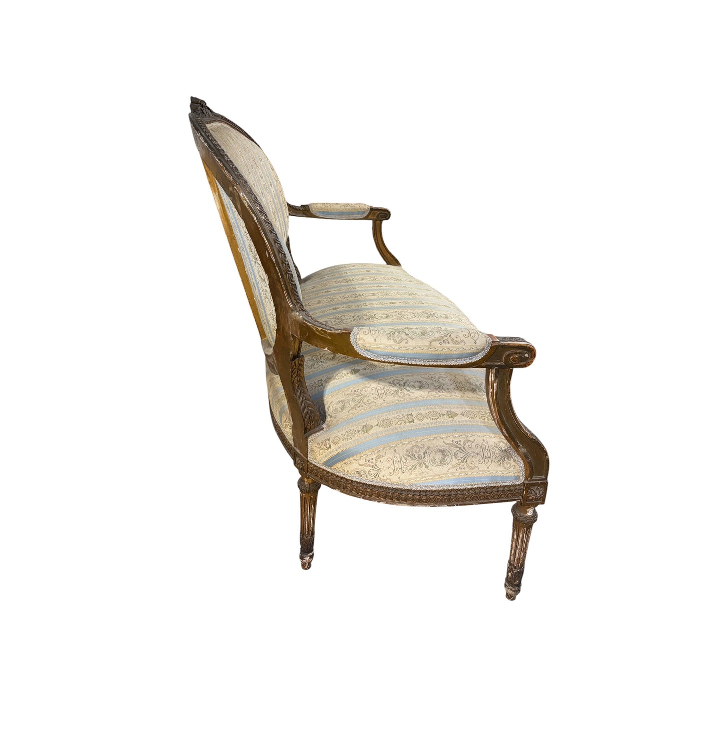 #3476B 19th Century French Louis XVI Walnut Settee /Canape