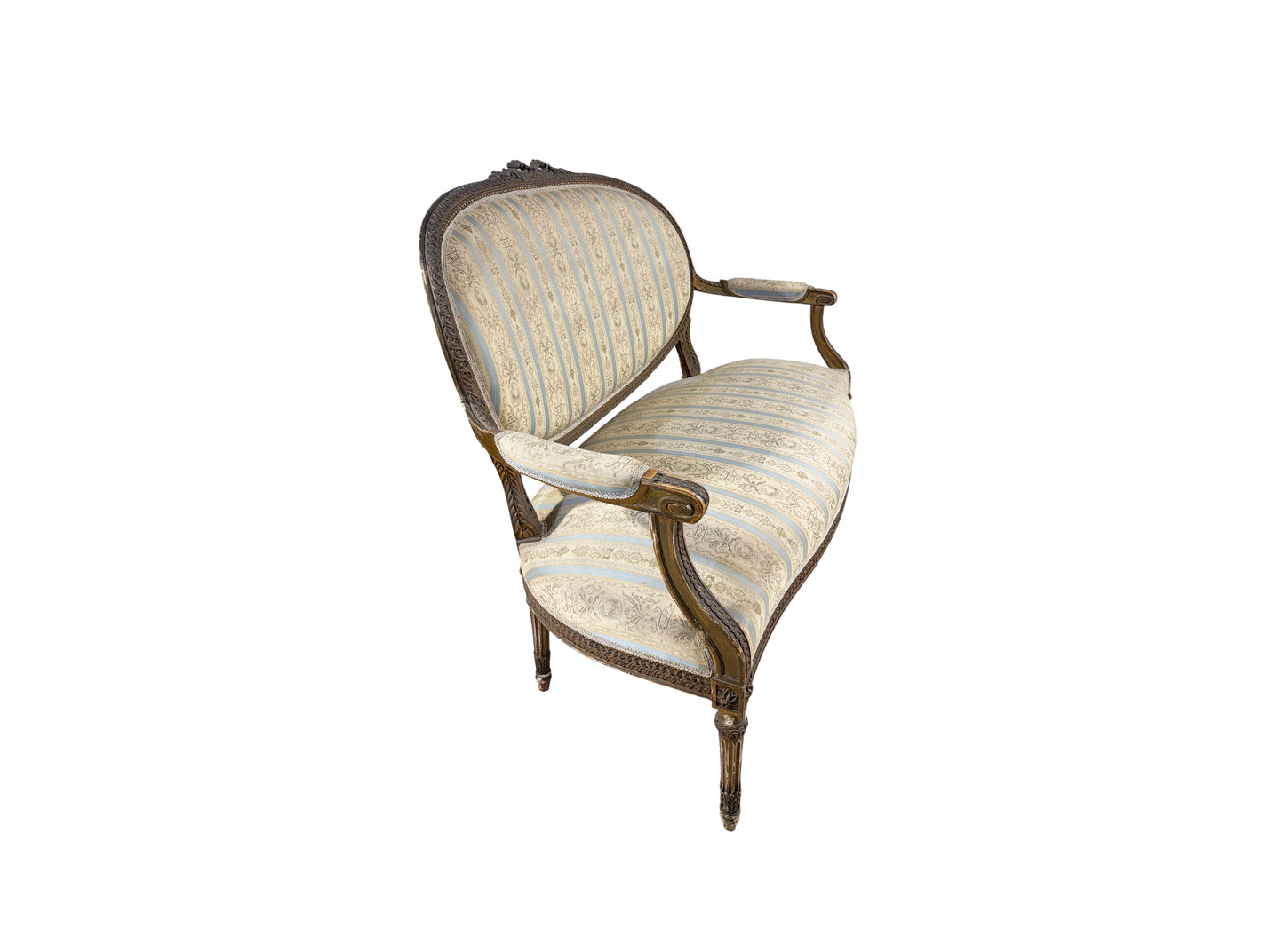 #3476B 19th Century French Louis XVI Walnut Settee /Canape