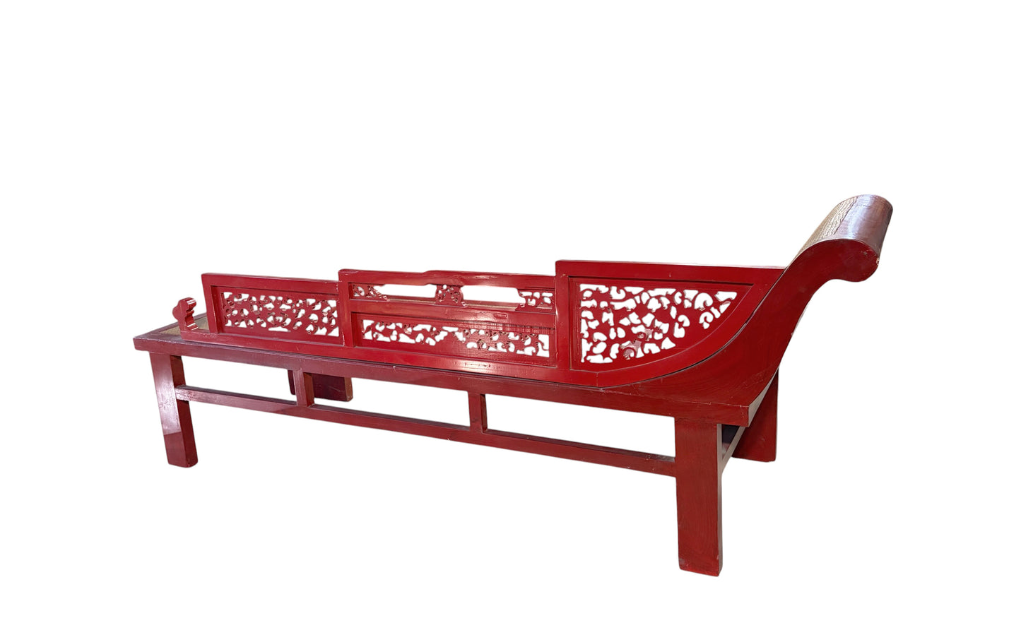 #6745 Vintage  Chinoiserie Red Lacquer Princess Daybed