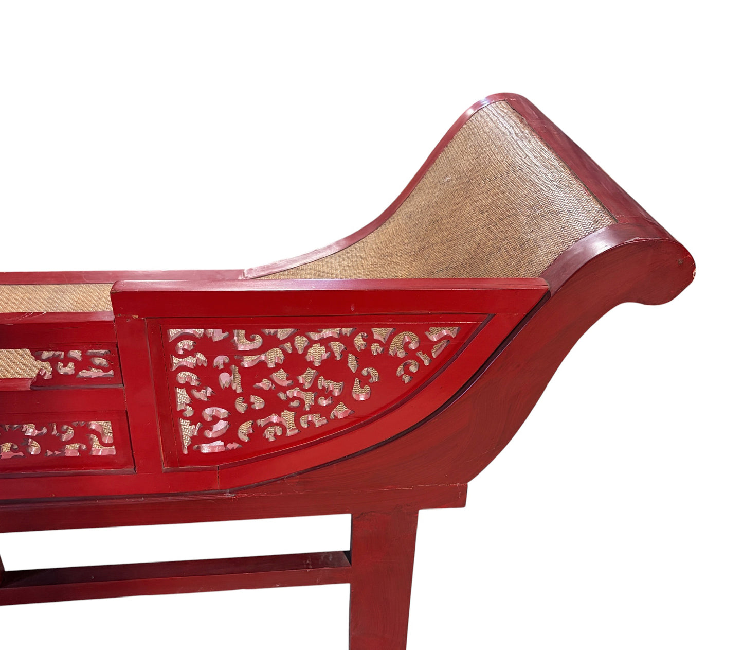 #6745 Vintage  Chinoiserie Red Lacquer Princess Daybed