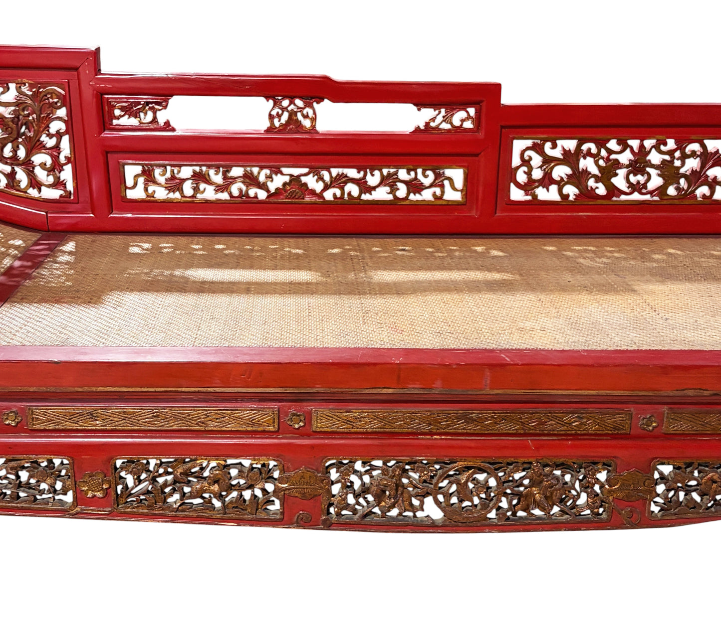 #6745 Vintage  Chinoiserie Red Lacquer Princess Daybed