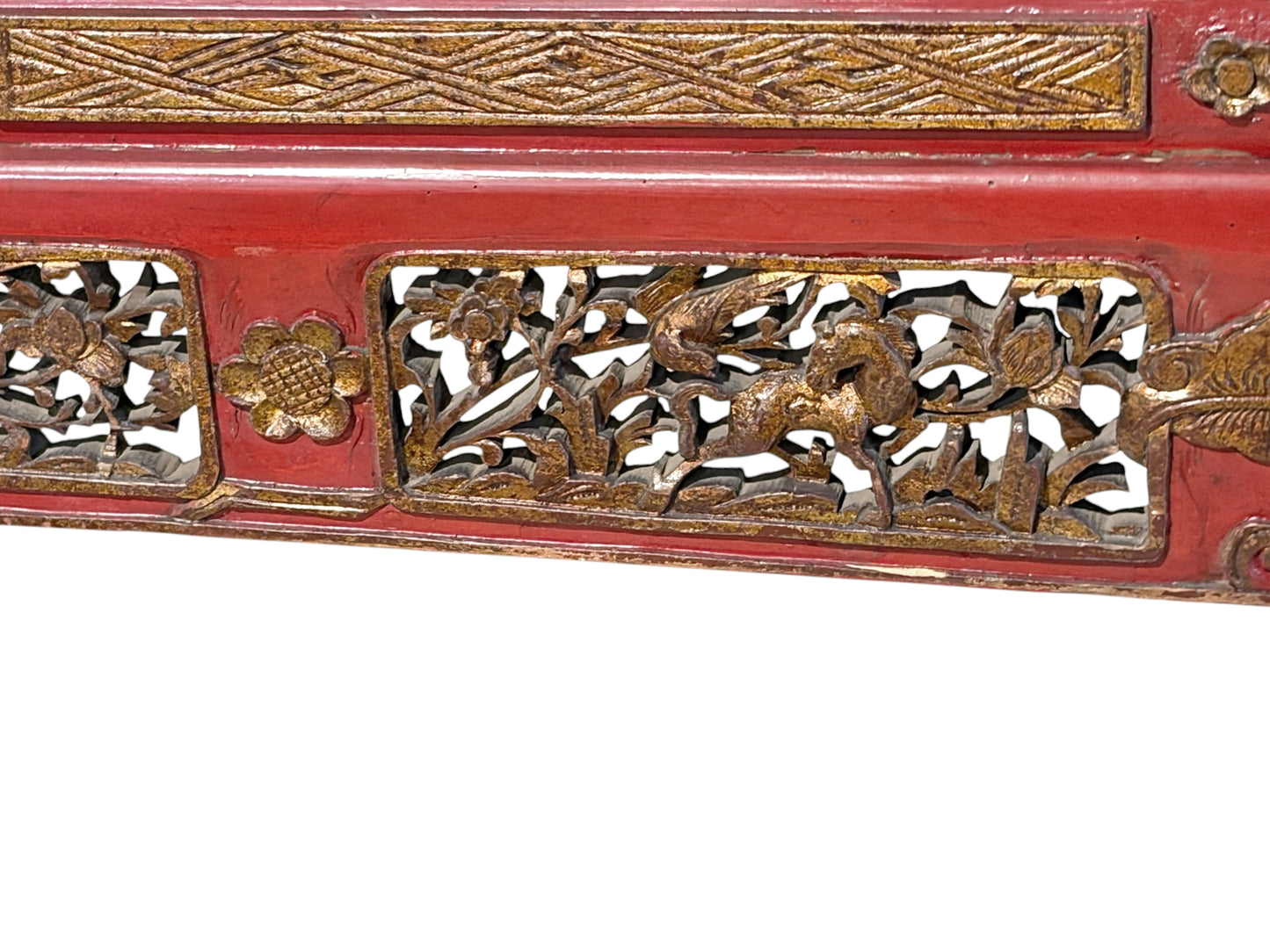 #6745 Vintage  Chinoiserie Red Lacquer Princess Daybed
