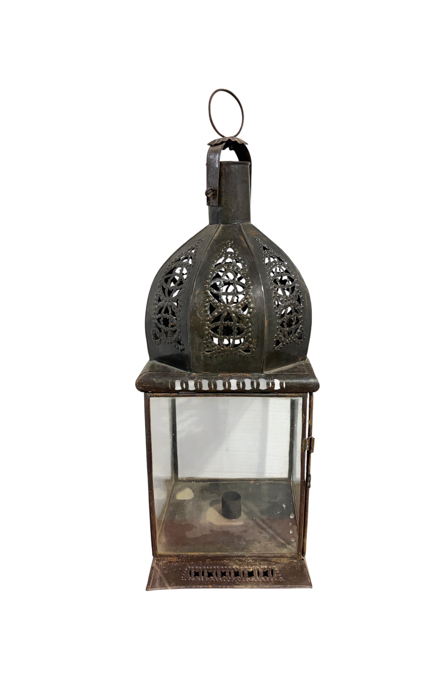 #6752 Vintage Moroccan Glass and Metal Lamp 22" H