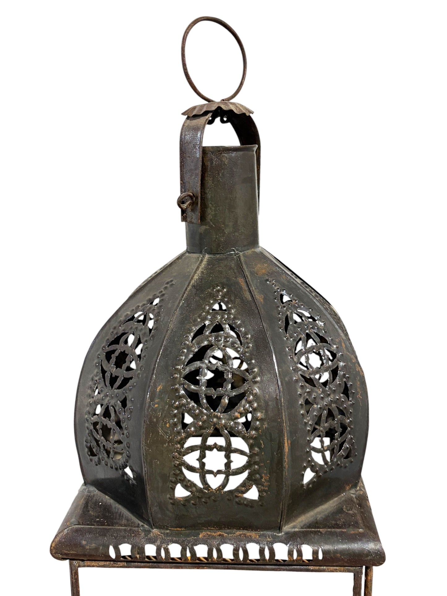 #6752 Vintage Moroccan Glass and Metal Lamp 22" H