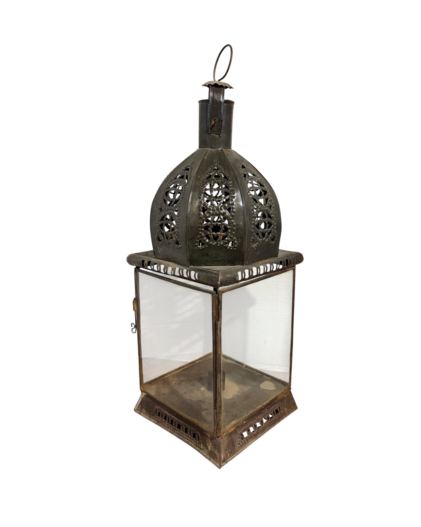 #6752 Vintage Moroccan Glass and Metal Lamp 22" H