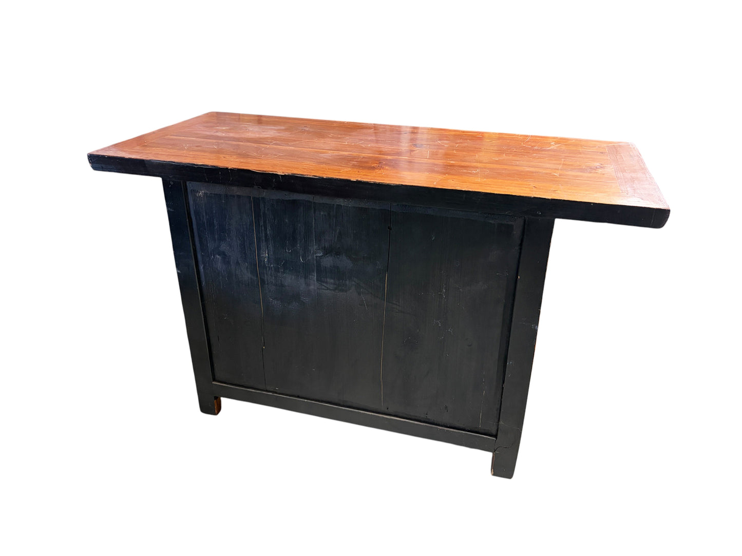 #6077 Vintage  Asian Cantonese Natural  Wood Low Chest 26.25" H