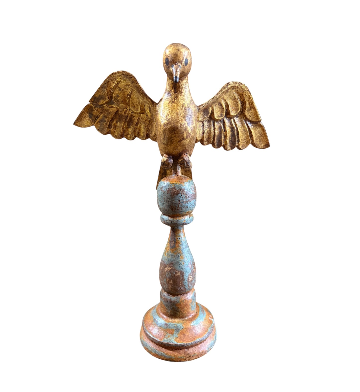 #706 European Carved Wood Bird Sculpture on Finial 12.25" H