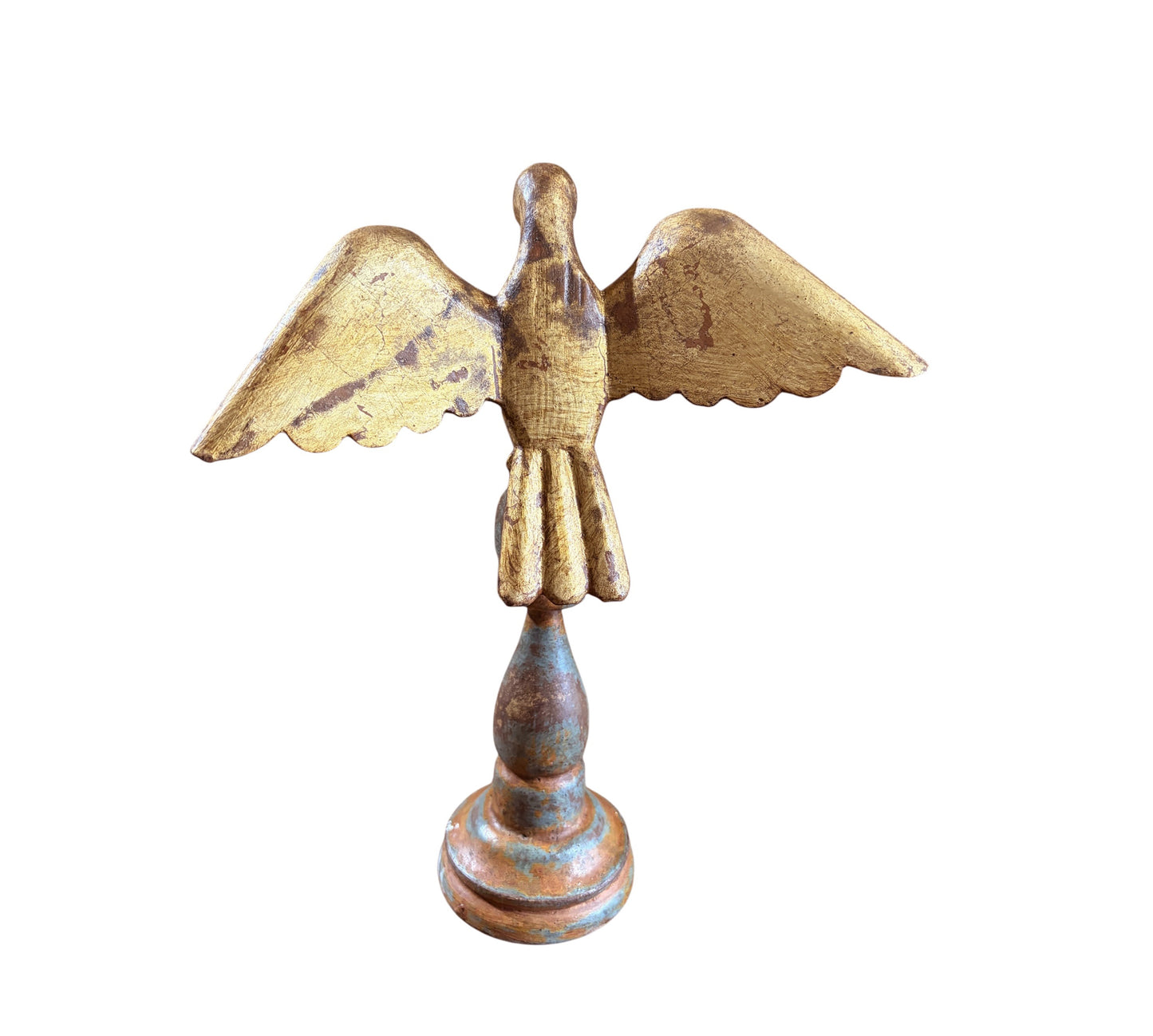 #706 European Carved Wood Bird Sculpture on Finial 12.25" H