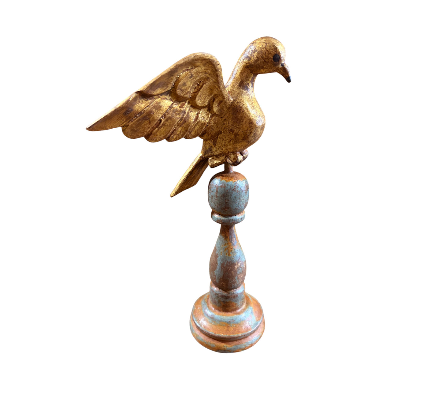 #706 European Carved Wood Bird Sculpture on Finial 12.25" H