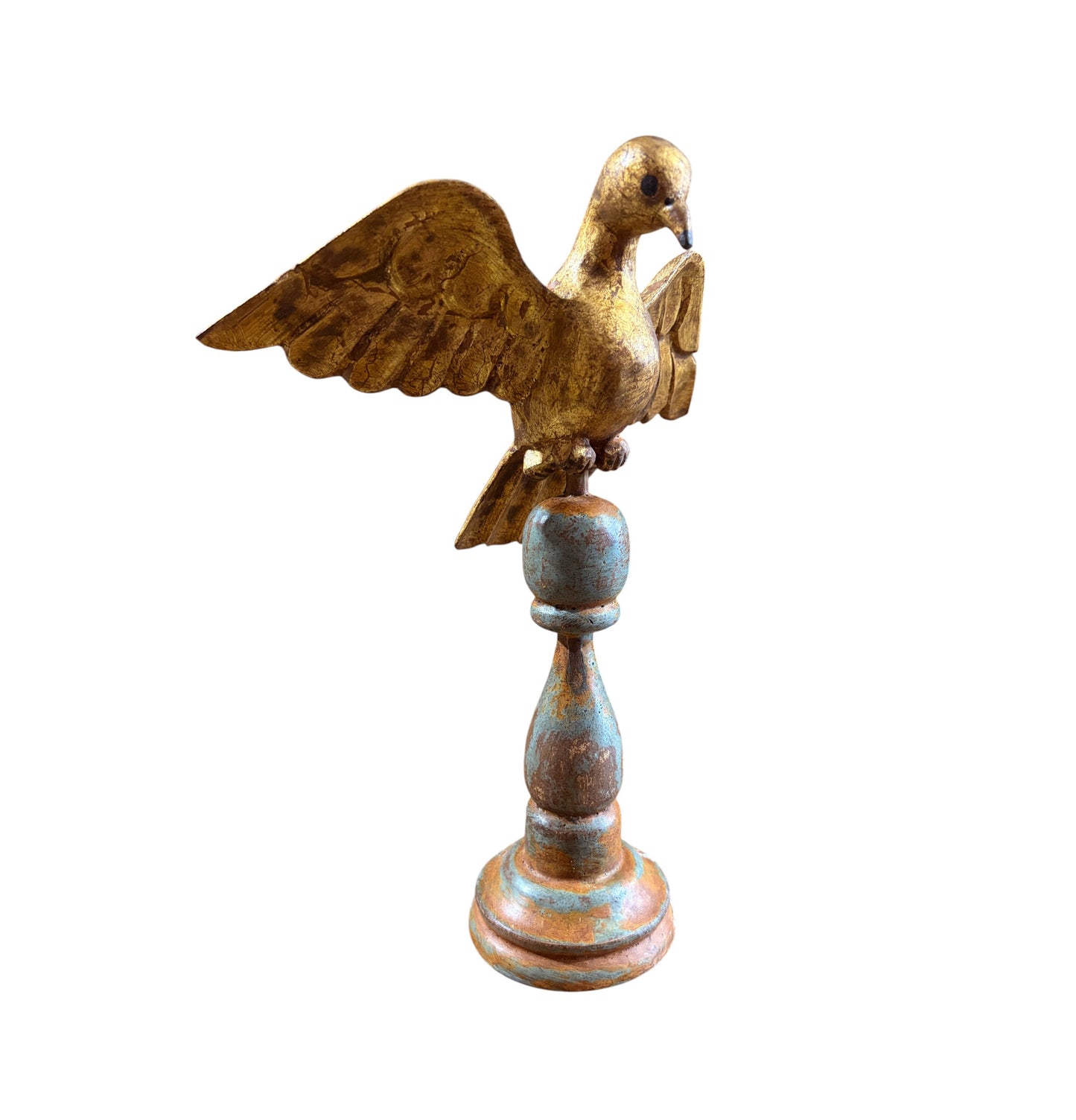 #706 European Carved Wood Bird Sculpture on Finial 12.25" H