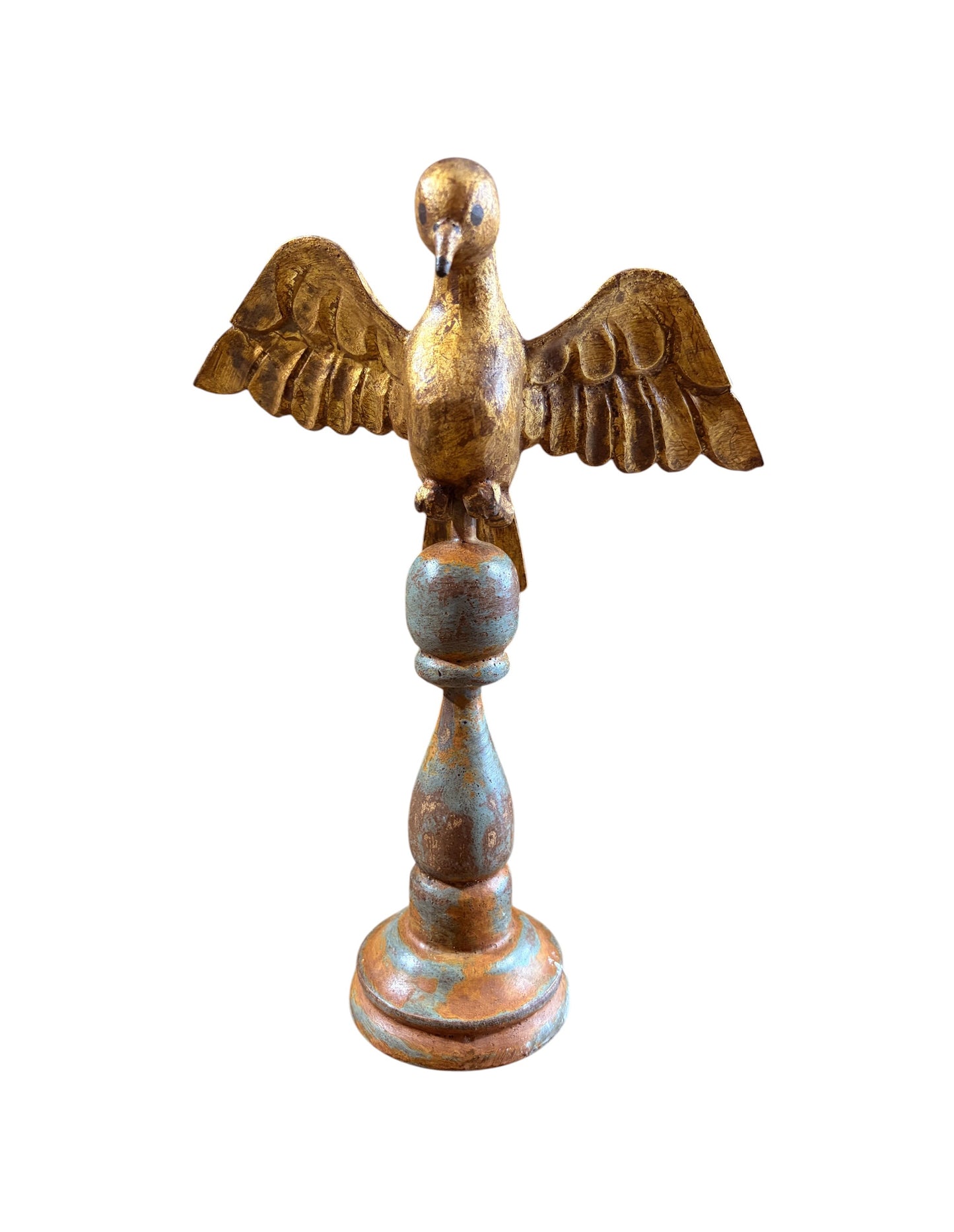 #706 European Carved Wood Bird Sculpture on Finial 12.25" H