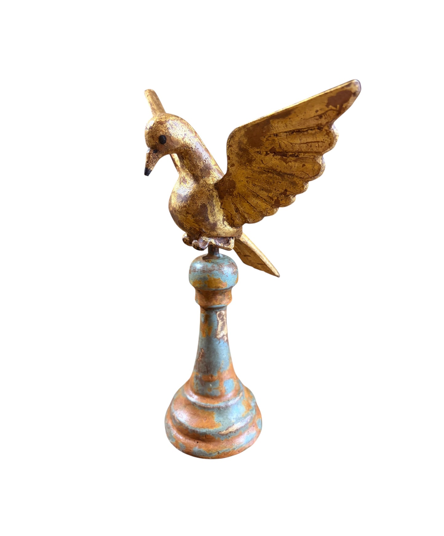 #705 European Carved Wood Bird Sculpture on Finial 10.25" H