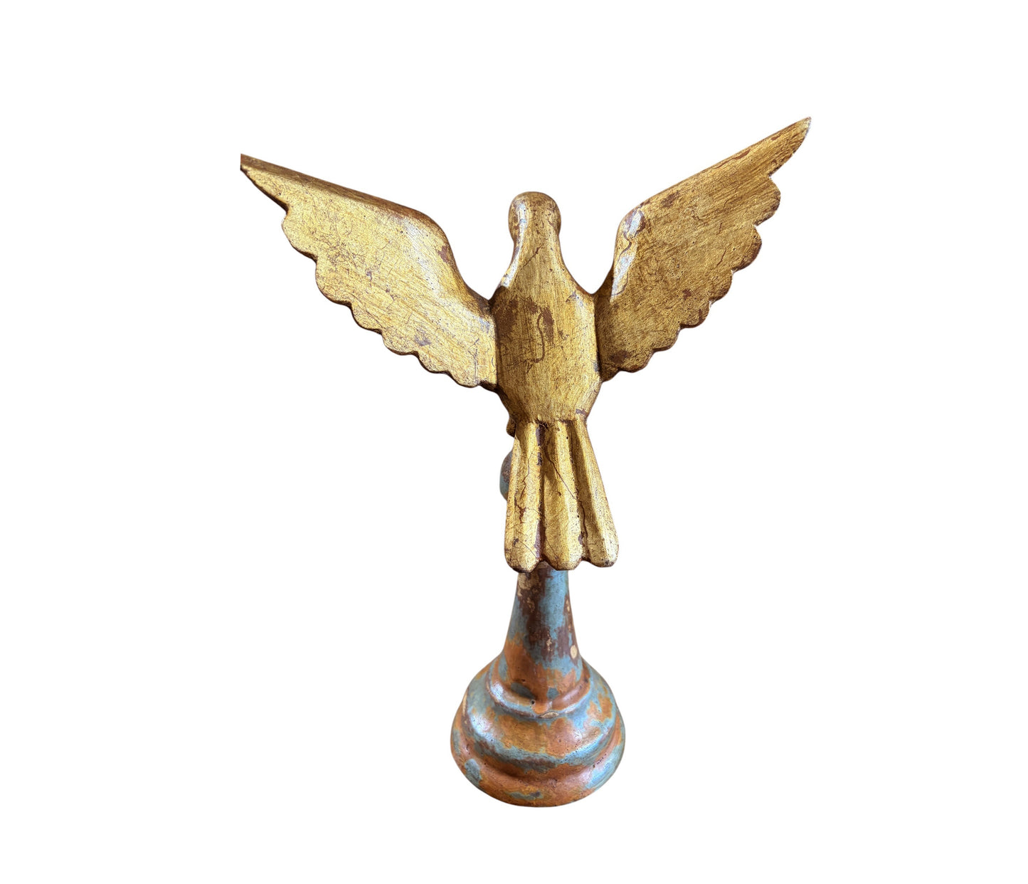 #705 European Carved Wood Bird Sculpture on Finial 10.25" H