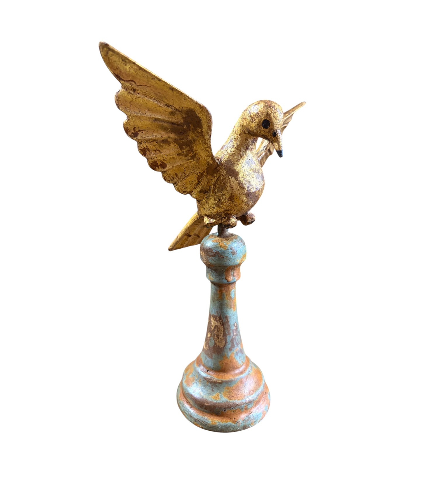 #705 European Carved Wood Bird Sculpture on Finial 10.25" H