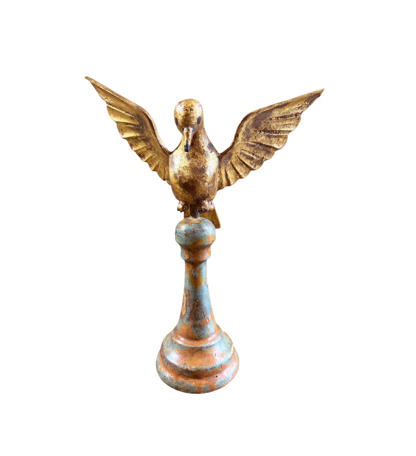 #705 European Carved Wood Bird Sculpture on Finial 10.25" H