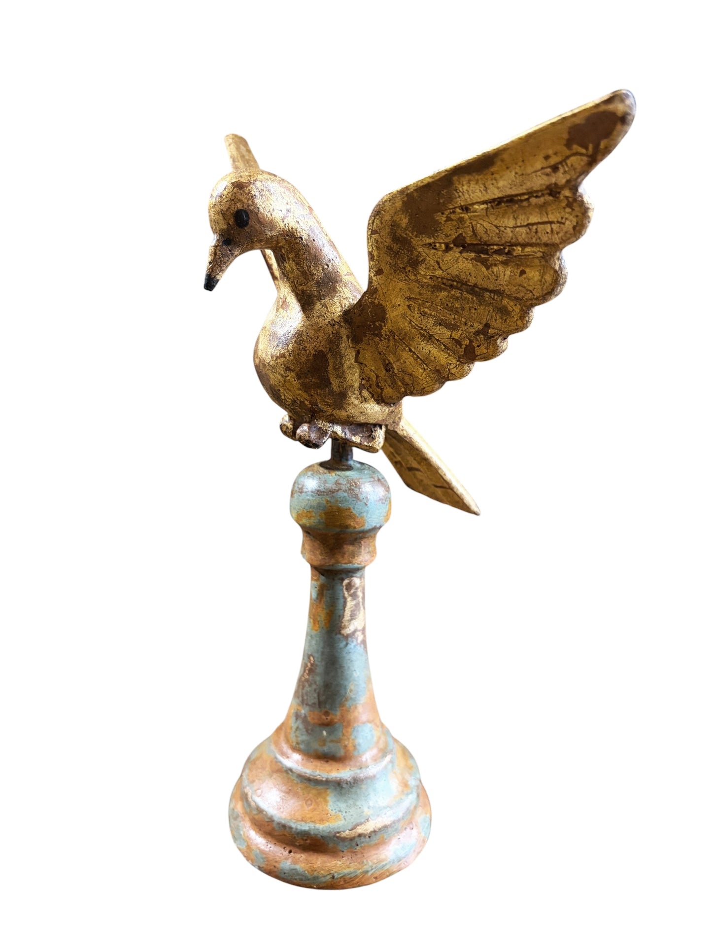 #705 European Carved Wood Bird Sculpture on Finial 10.25" H