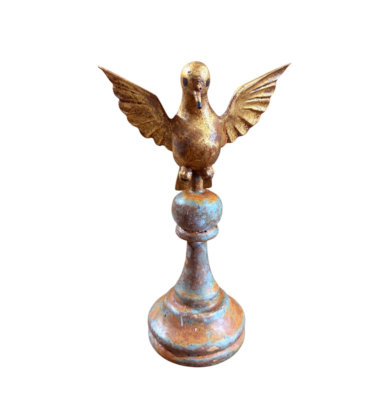 #704 European Carved Wood Bird Sculpture on Finial 8" H