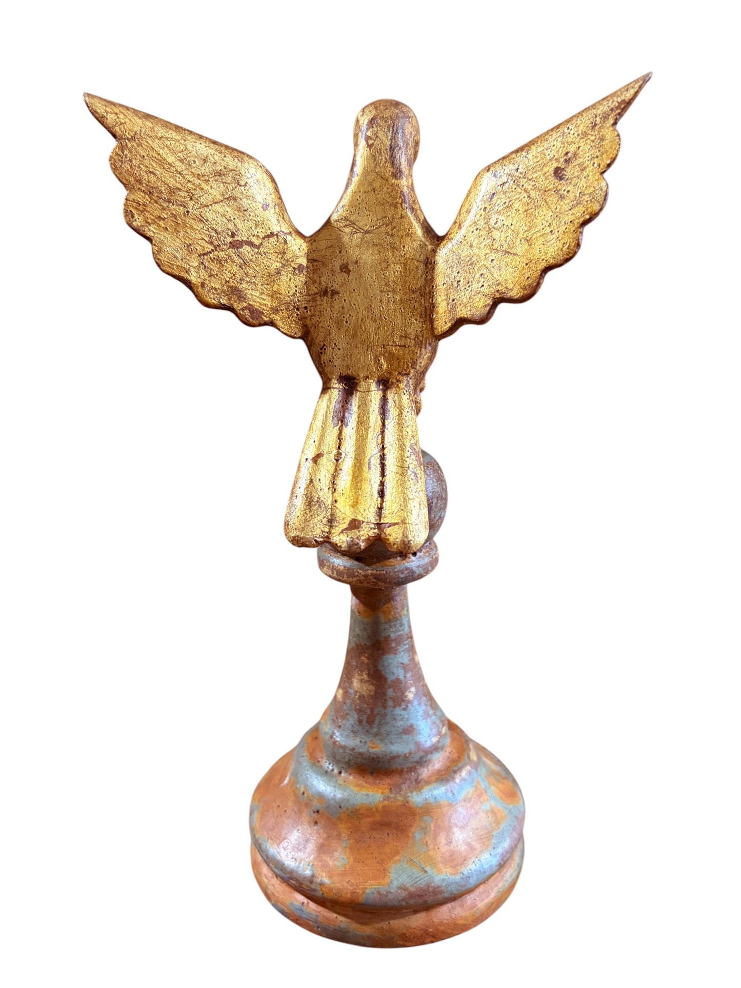 #704 European Carved Wood Bird Sculpture on Finial 8" H