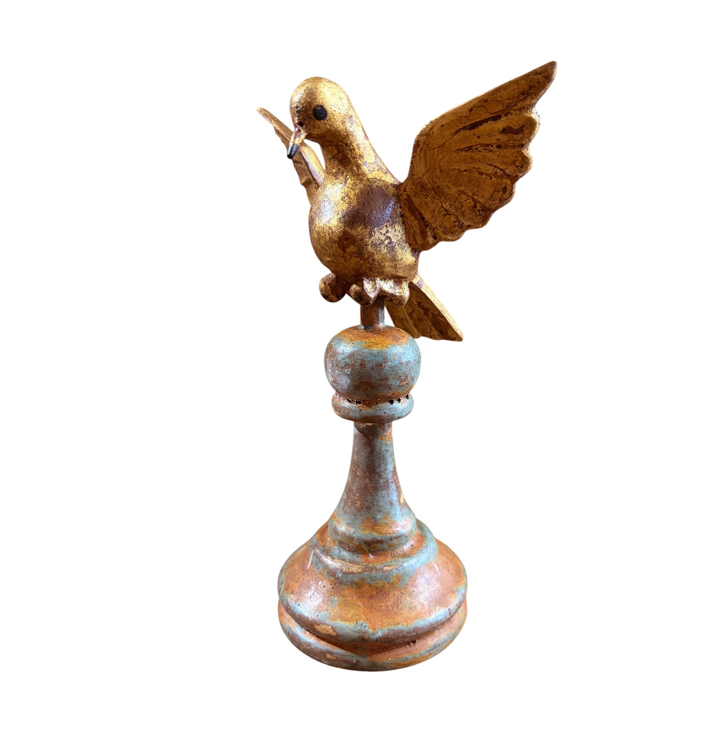 #704 European Carved Wood Bird Sculpture on Finial 8" H