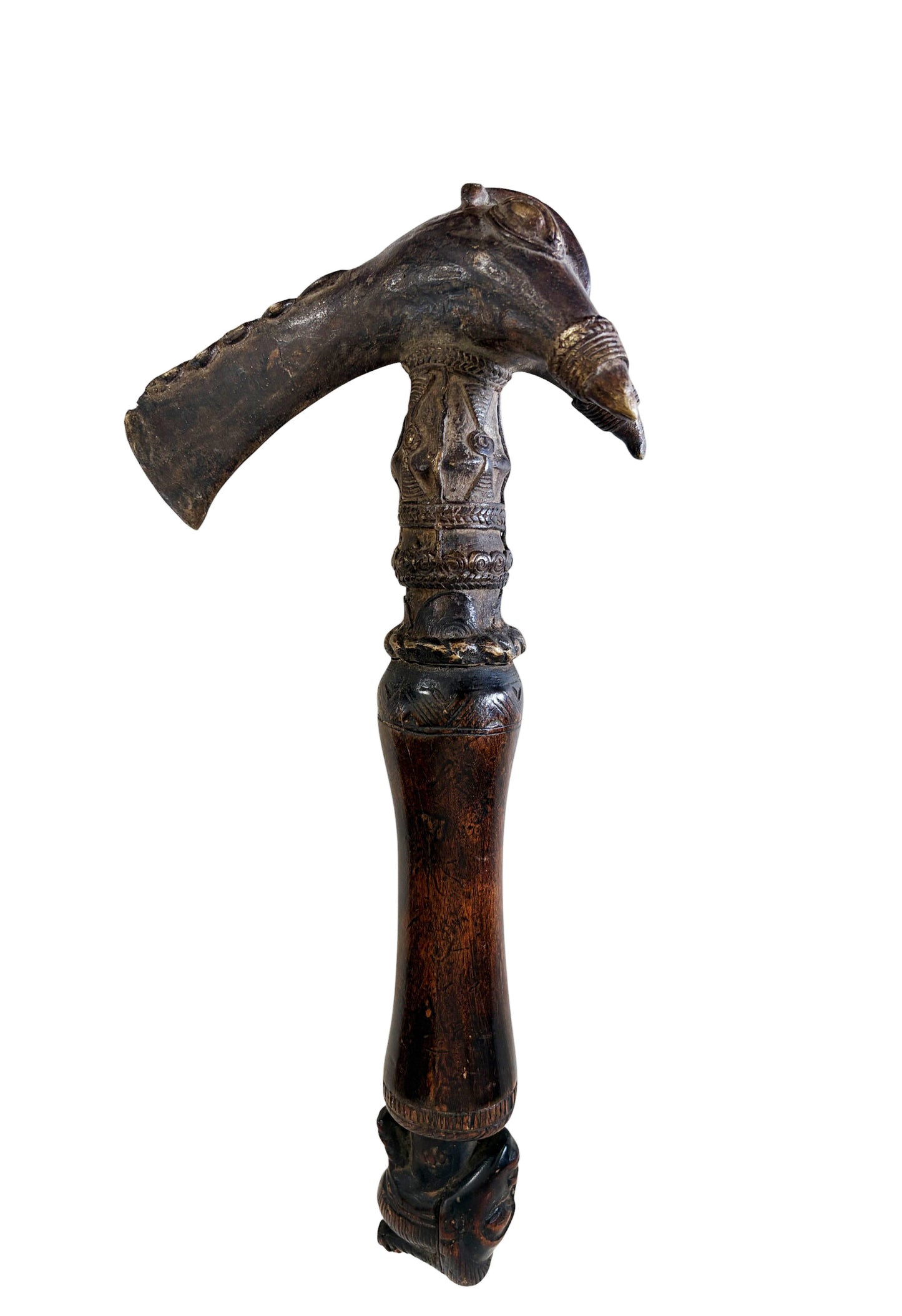 #1265 Vintage Senufo Kpa'ana Bronze Ceremonial Figural Axe Côte d'Ivoire 13" H