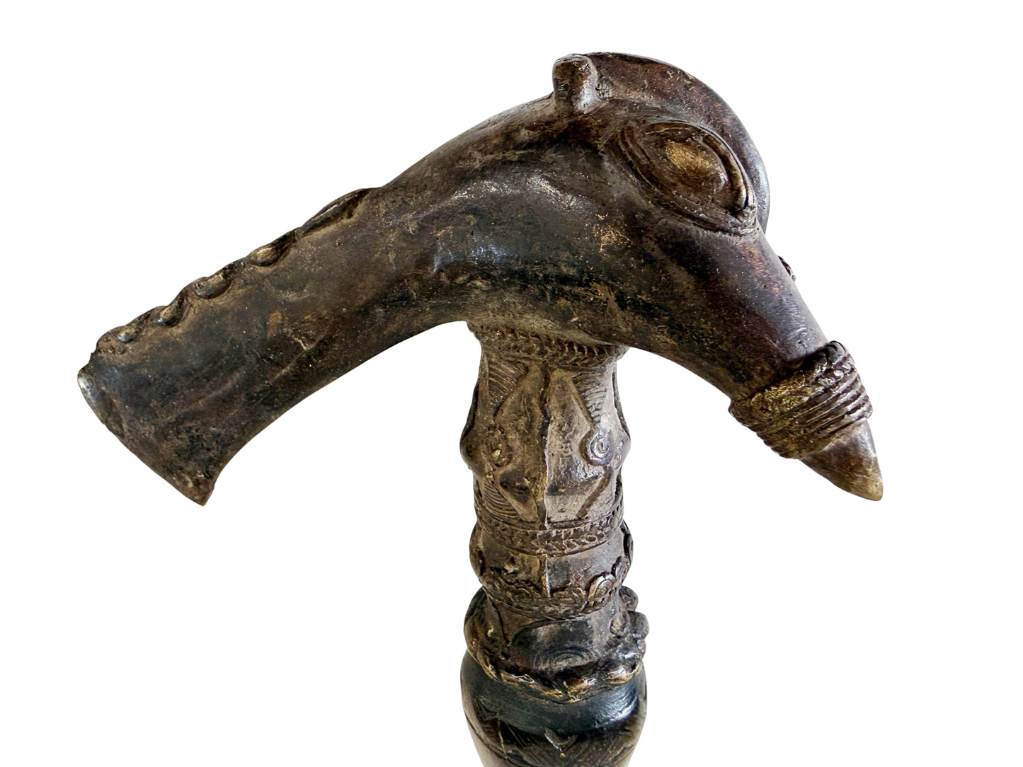 #1265 Vintage Senufo Kpa'ana Bronze Ceremonial Figural Axe Côte d'Ivoire 13" H