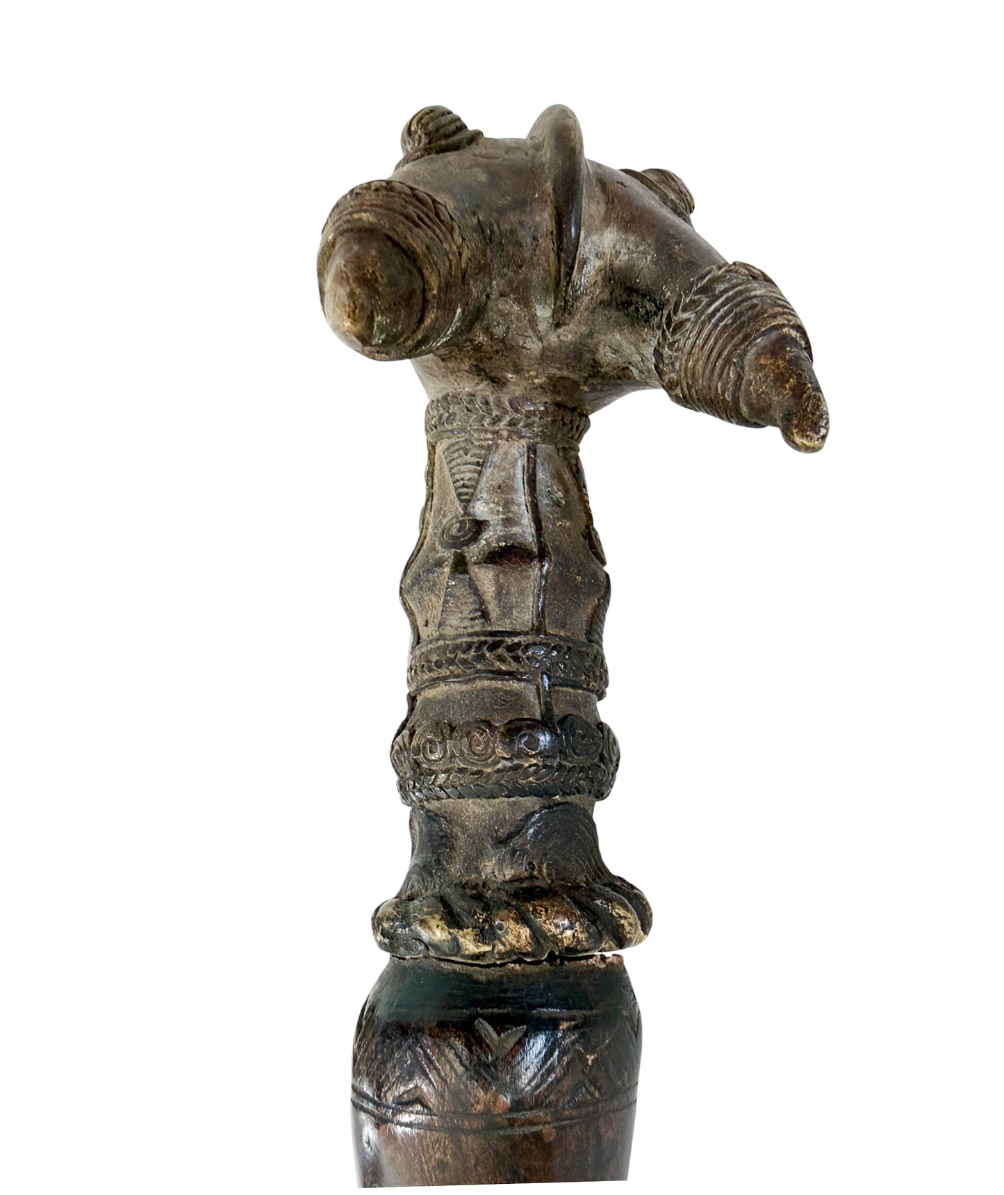 #1265 Vintage Senufo Kpa'ana Bronze Ceremonial Figural Axe Côte d'Ivoire 13" H