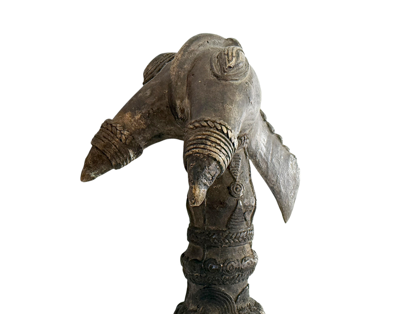 #1265 Vintage Senufo Kpa'ana Bronze Ceremonial Figural Axe Côte d'Ivoire 13" H