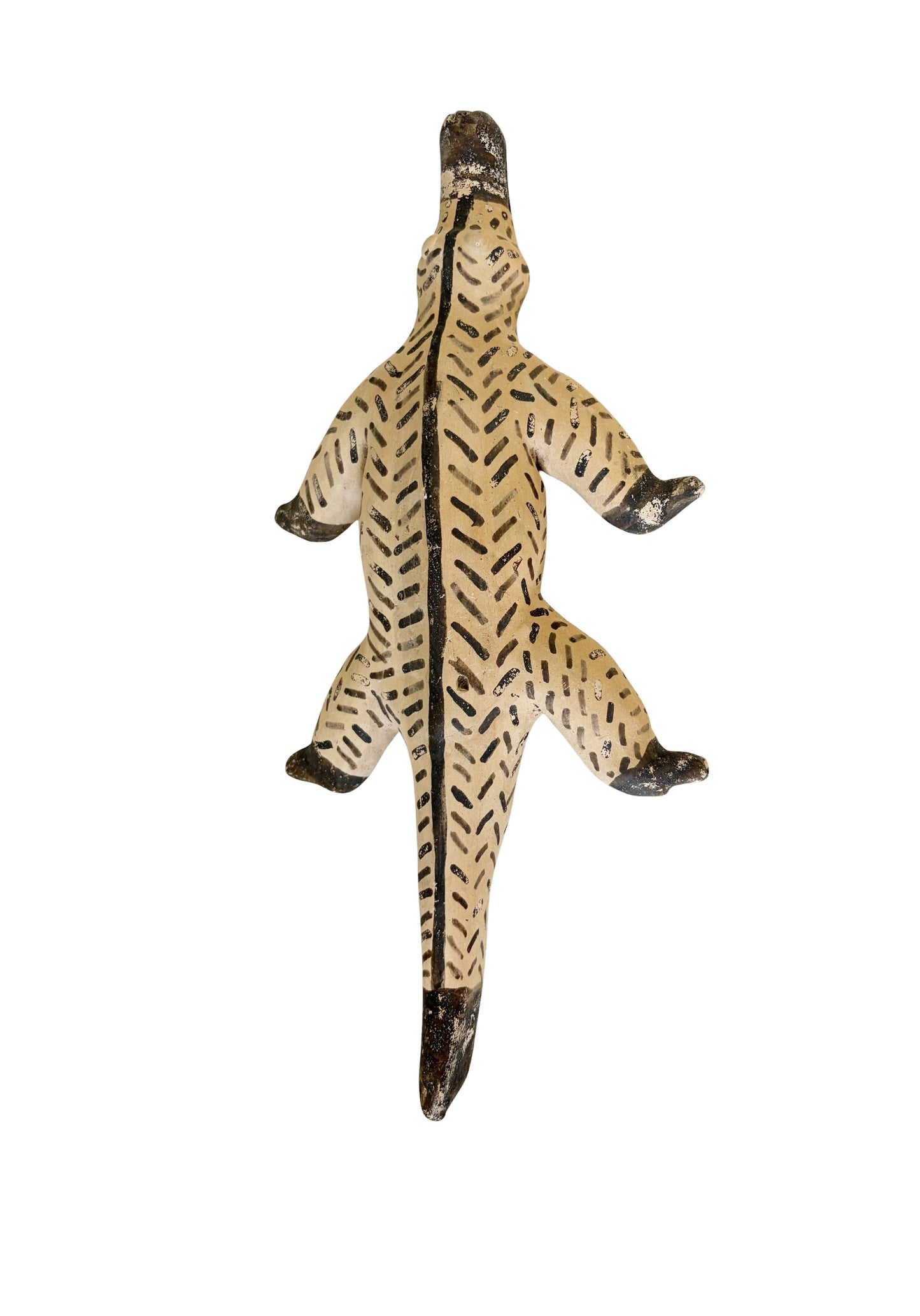 #714 Vintage Karaja Tribe  clay ceramic alligator statue  Brazil