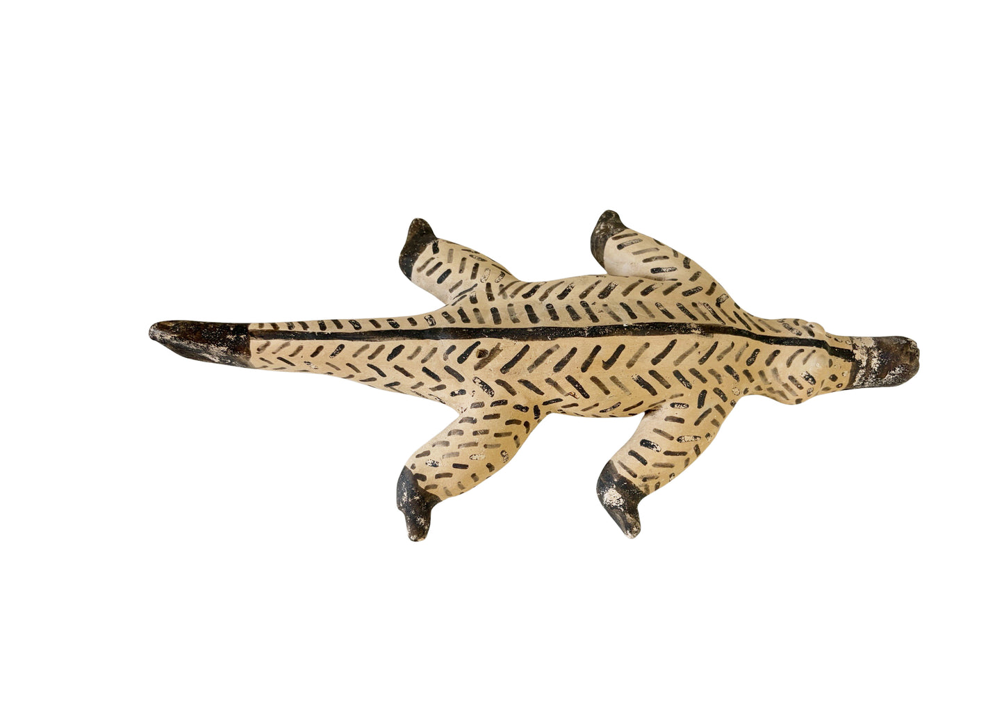#714 Vintage Karaja Tribe  clay ceramic alligator statue  Brazil