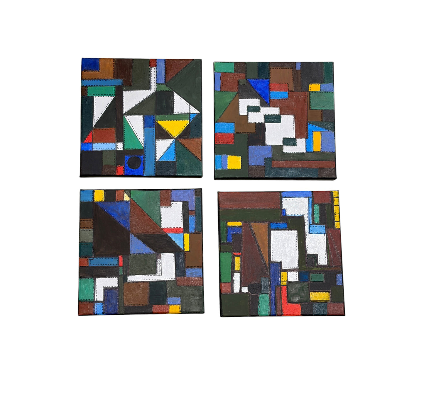 #112 Abstract Mixed Media Acrylic set of four panels Titled Bojagi  By YJR