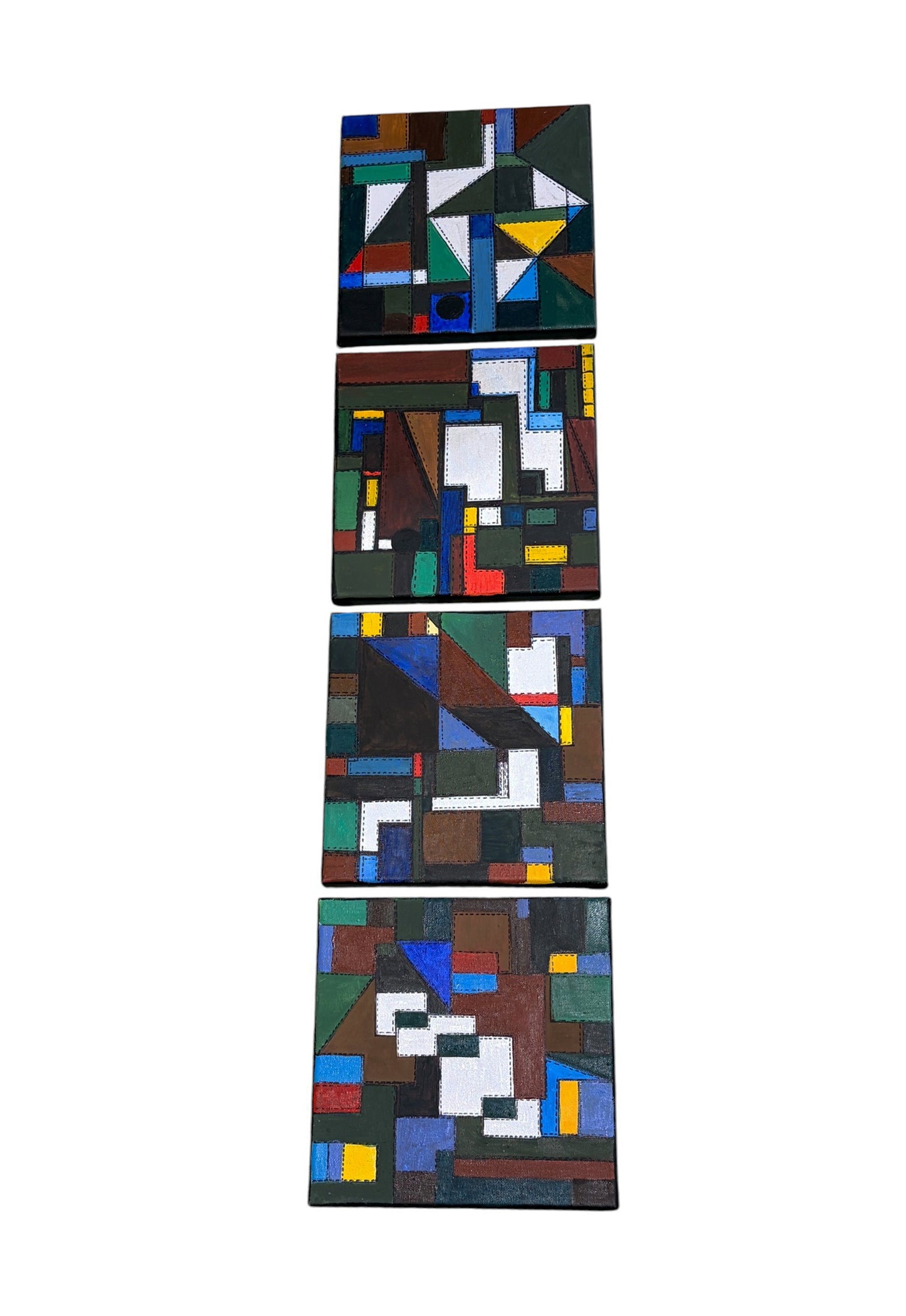 #112 Abstract Mixed Media Acrylic set of four panels Titled Bojagi  By YJR